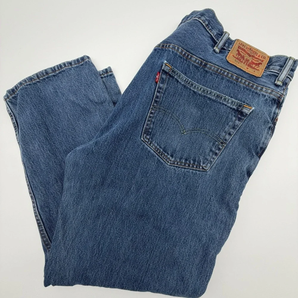 Levis 505 Regular Fit Straight Leg Blue Denim Jeans Mens 46x30 04505-4886